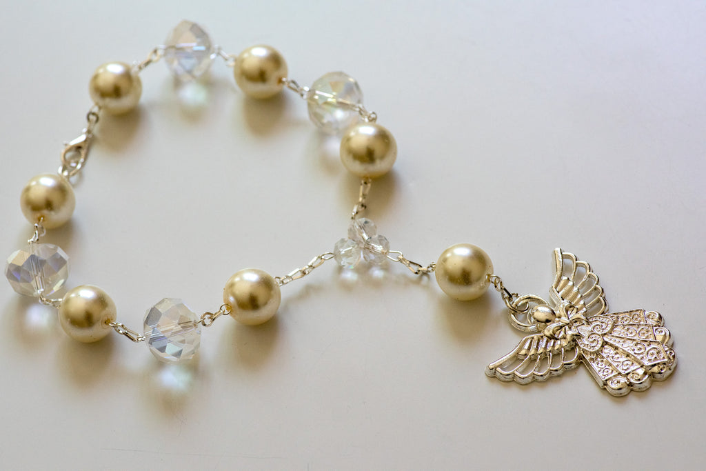 rosario decenario angel guardian perlas recuerdito para fiestas